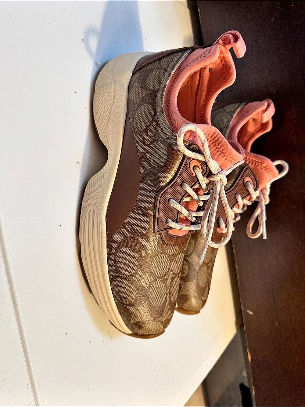 Coach C270 Signature Tech Runner Brown & Pink Sneakers